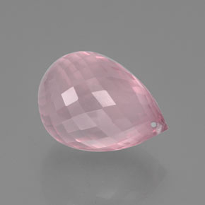 25.35 ct Pink Rose Quartz Stone, Natural Rose Quartz in Briolette with Hole Shape for Sale