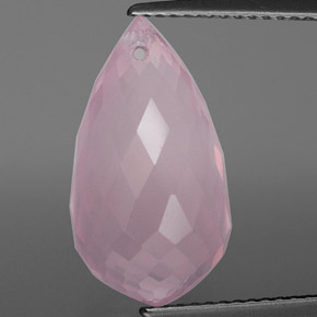 9.42 ct Pink Rose Quartz Gemstone, Rose Quartz Gem in Briolette with Hole Shape for Sale.
