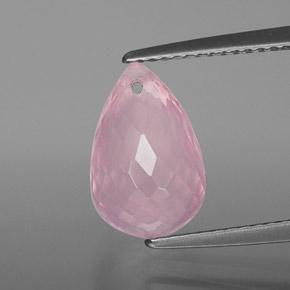 Medium Rose Pink Rose Quartz Gem - 4ct Briolette with Hole (ID: 366074)