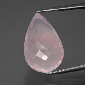 rose-rosa Rosenquarz Edelstein - 20.6ct Briolette mit Loch (ID: 382987)