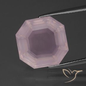 12.26 ct Pink Rose Quartz Stone, Natural Rose Quartz in Asscher Cut Shape for Sale