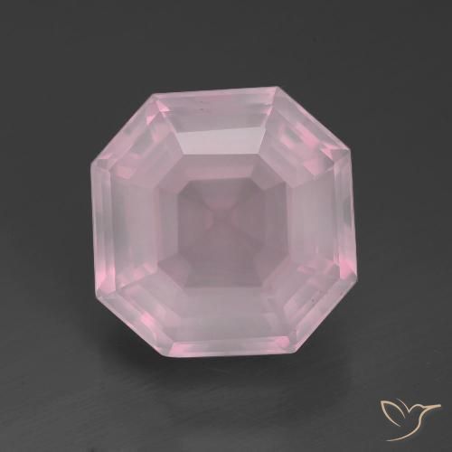 Rosado rosa medio Cuarzo Rosa Gema - 12.5ct Corte Asscher (ID: 392186)