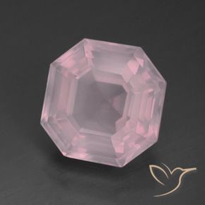 12.46 ct Pink Rose Quartz Stone, Natural Rose Quartz in Asscher Cut Shape for Sale