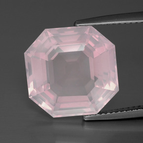 10.75 ct Pink Rose Quartz Gemstone, Rose Quartz Gem in Asscher Cut Shape for Sale.