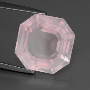 10.75 ct Pink Rose Quartz Stone, Natural Rose Quartz in Asscher Cut Shape for Sale