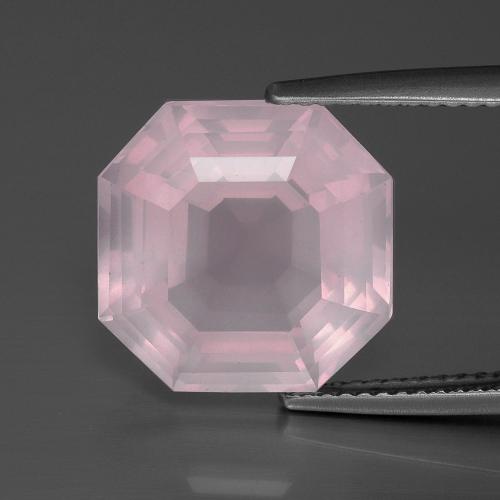 13,1 x 13,1mm rosa Rosenquarz im Asscher Schliff aus Südafrika, Gewicht 9,12 ct, Garantiert echter Edelstein in Transparent Reinheit, 1 Stück Rosenquarz - die Farbe ist Kaugummi Rosa, Mohs-Härte von 7 Geeignet für den täglichen Gebrauch im Schmuck, Photo A