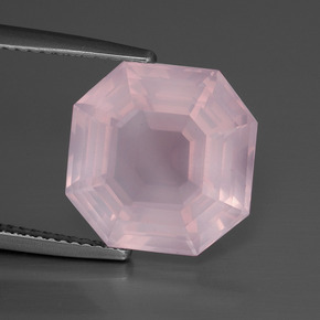 9.12 ct Pink Rose Quartz Stone, Natural Rose Quartz in Asscher Cut Shape for Sale