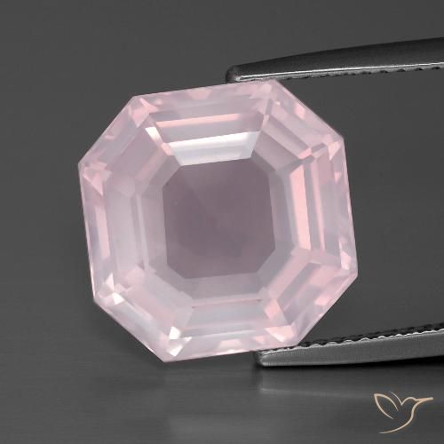 10.23ct Natural Light Pink Rose Quartz, Emerald Cut, Transparent
