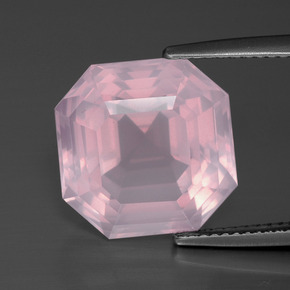 Rosa rosado Cuarzo Rosa Gema - 10.6ct Corte Asscher (ID: 392283)
