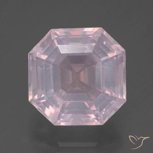 6.74 ct Asscher Cut Rose Quartz, 11.8 x 11.8 mm From South Africa, Photo A