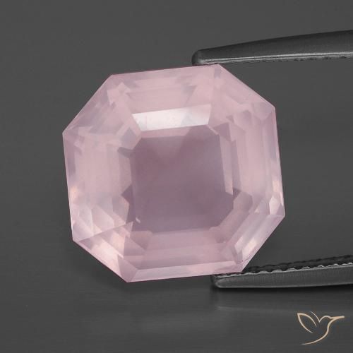 8.2 ct Asscher Cut Rose Quartz, 12.5 x 12.3 mm From South Africa, Photo A