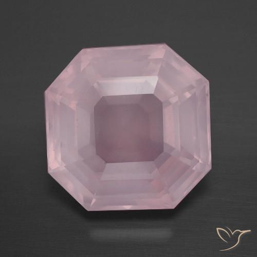 8.97ct Natural Medium Rose Pink Rose Quartz, Emerald Cut, Transparent