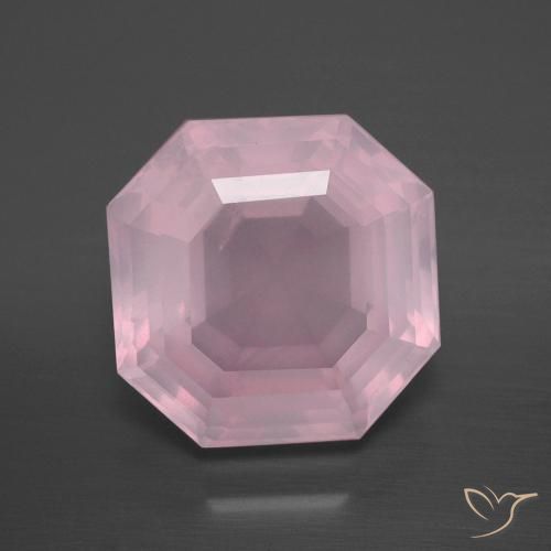 8.87ct Natural Medium Rose Pink Rose Quartz, Emerald Cut, Transparent