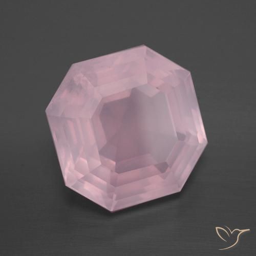8.87 ct Pink Rose Quartz Stone, Natural Rose Quartz in Asscher Cut Shape for Sale