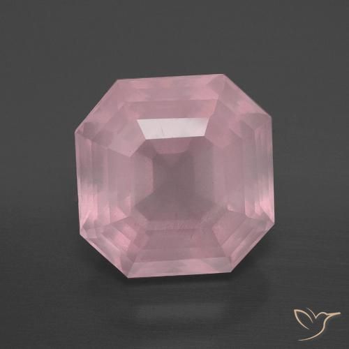 7.36 ct Asscher Cut Rose Quartz, 11.7 x 11.5 mm From South Africa, Photo A