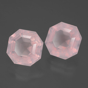 9.21 ctw Pink Rose Quartz Stones, Natural Rose Quartz in Asscher Cut Shape for Sale