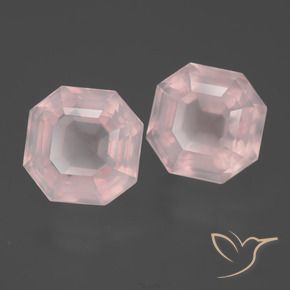 9.36 ctw Pink Rose Quartz Stones, Natural Rose Quartz in Asscher Cut Shape for Sale