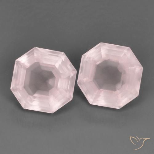 13.64 ctw Pink Rose Quartz Stones, Natural Rose Quartz in Asscher Cut Shape for Sale