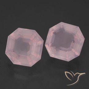 9.80 ctw Pink Rose Quartz Stones, Natural Rose Quartz in Asscher Cut Shape for Sale