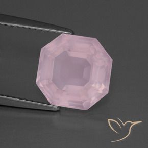 4.03 ct Pink Rose Quartz Stone, Natural Rose Quartz in Asscher Cut Shape for Sale