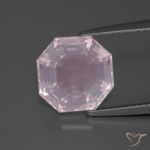 9,8 x 9,7mm octagonschliff rosa Rosenquarz aus Südafrika, Gewicht 3,76 ct, 1 Stück Rosenquarz - Farbe: Hellrosa, natürlicher Edelstein in Transparent Reinheit, Mohs-Härte von 7 Geeignet für den täglichen Gebrauch im Schmuck, Photo A