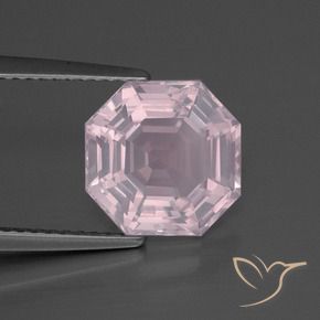 3.76 ct Pink Rose Quartz Stone, Natural Rose Quartz in Asscher Cut Shape for Sale