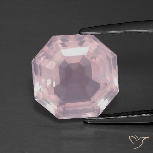 4.84 ct Asscher Cut Rose Quartz, 10.6 x 10.6 mm From South Africa, Photo A