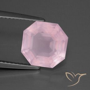 3.89 ct Pink Rose Quartz Stone, Natural Rose Quartz in Asscher Cut Shape for Sale