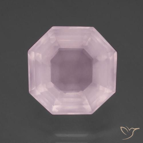 Quartz rose taille Asscher de 10,48 ct, 13,8 x 13,6 mm d'Afrique du Sud, Photo A