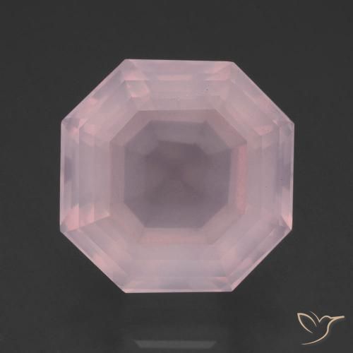 12.66 ct Asscher Cut Rose Quartz, 14.6 x 14.6 mm From South Africa, Photo A