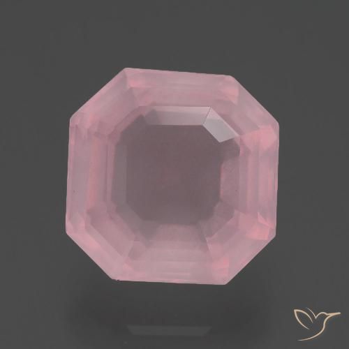 4.22 ct Asscher Cut Rose Quartz, 10 x 9.9 mm From South Africa, Photo A