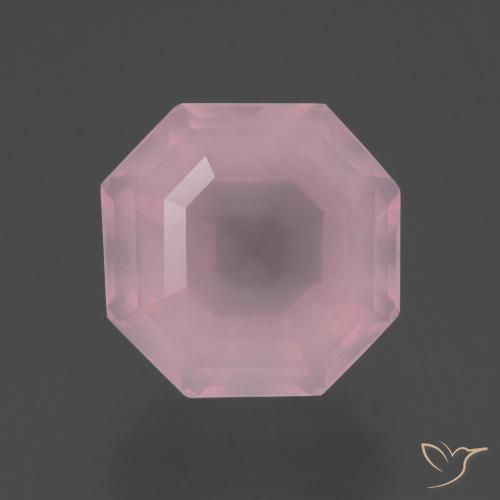 Rosado rosa medio Cuarzo Rosa Gema - 4.4ct Corte Asscher (ID: 393378)