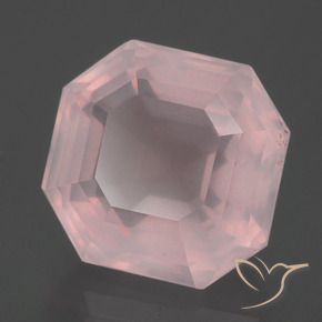 8.64 ct Pink Rose Quartz Stone, Natural Rose Quartz in Asscher Cut Shape for Sale