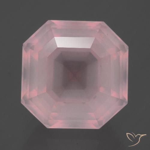 9.06ct Natural Medium Rose Pink Rose Quartz, Emerald Cut, Transparent