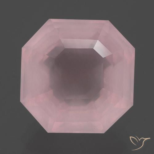 9.49ct Natural Medium Rose Pink Rose Quartz, Emerald Cut, Transparent