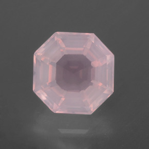 3.47 ct Pink Rose Quartz Gemstone, Rose Quartz Gem in Asscher Cut Shape for Sale.