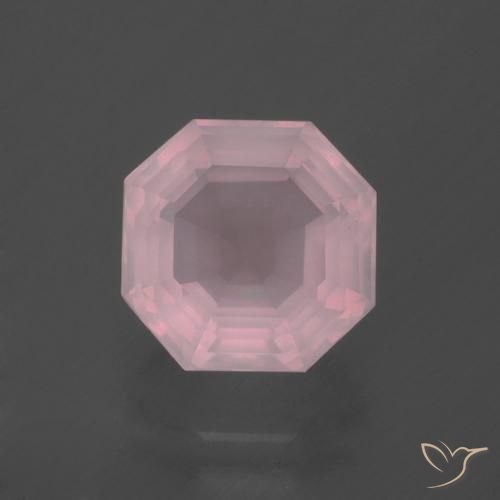 3.56 ct Pink Rose Quartz Gemstone, Rose Quartz Gem in Asscher Cut Shape for Sale.