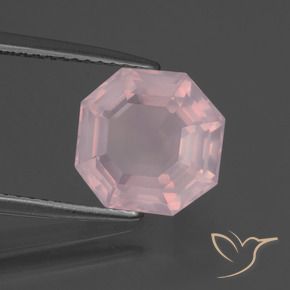 3.55 ct Pink Rose Quartz Stone, Natural Rose Quartz in Asscher Cut Shape for Sale