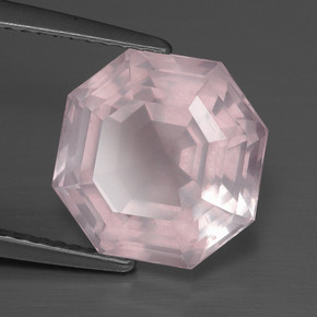 5.44 ct Pink Rose Quartz Stone, Natural Rose Quartz in Asscher Cut Shape for Sale