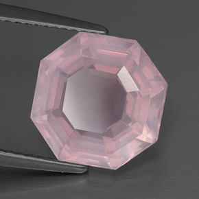 5.27 ct Pink Rose Quartz Stone, Natural Rose Quartz in Asscher Cut Shape for Sale