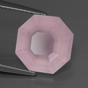 4.08 ct Pink Rose Quartz Stone, Natural Rose Quartz in Asscher Cut Shape for Sale