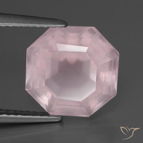 5.01 ct Asscher Cut Rose Quartz, 10.5 x 10.4 mm From South Africa, Photo A
