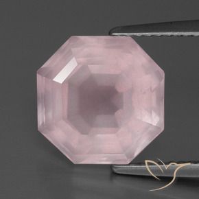 5.01 ct Pink Rose Quartz Stone, Natural Rose Quartz in Asscher Cut Shape for Sale