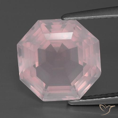 11,2 x 11,1mm octagonschliff rosa Rosenquarz aus Südafrika, Gewicht von 5,35 ct, natürlicher Edelstein in Transparent Reinheit, 1 Stück octagonschliff Rosenquarz - Farbe: Sehr helles Rosa, Mohs-Härte von 7 Geeignet für den täglichen Gebrauch im Schmuck, Photo A