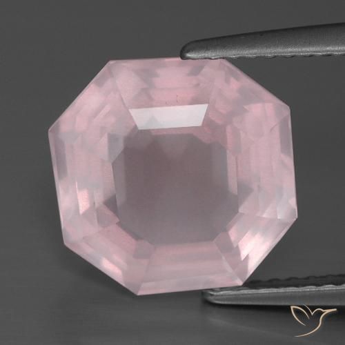 5.56 ct Asscher Cut Rose Quartz, 11 x 10.9 mm From South Africa, Photo A