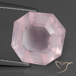 5.56 ct Pink Rose Quartz Stone, Natural Rose Quartz in Asscher Cut Shape for Sale