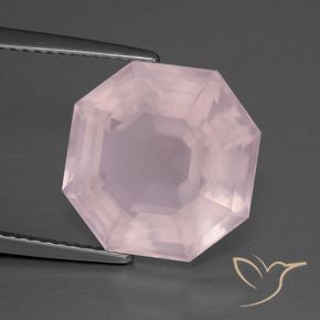 9.74 ct Pink Rose Quartz Stone, Natural Rose Quartz in Asscher Cut Shape for Sale