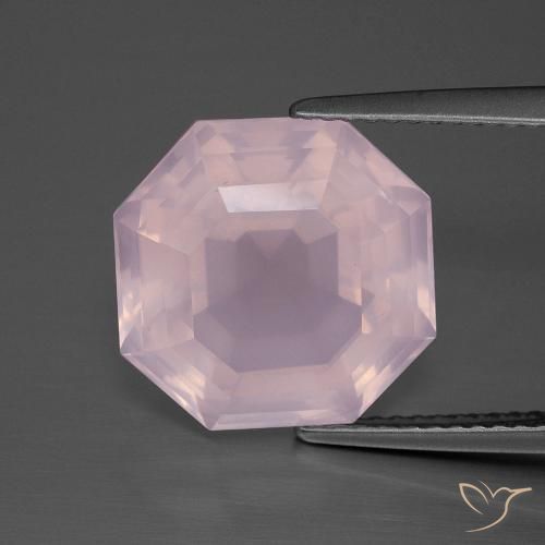 8.35ct Natural Bubblegum Pink Rose Quartz, Emerald Cut, Transparent