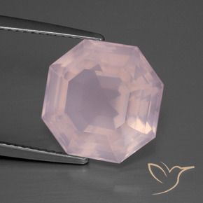 8.35 ct Pink Rose Quartz Stone, Natural Rose Quartz in Asscher Cut Shape for Sale