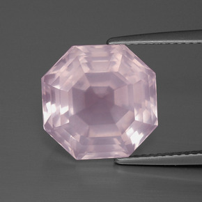 8.90 ct Pink Rose Quartz Gemstone, Rose Quartz Gem in Asscher Cut Shape for Sale.
